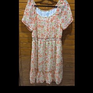 The Children's Place Floral Mini Dress in Orange and White